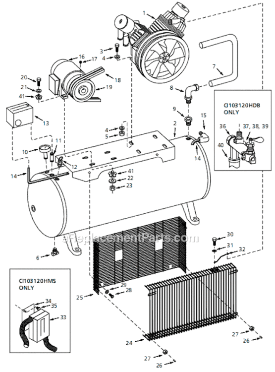 Page A Diagram and Parts List for CI103120H5 1999 Campbell Hausfeld Compressor